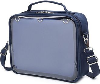 Generic Oxford Ita Bag, Backpack Satchel Crossbody Messenger Shoulder Bag with Clear Window for Pin Display, Badge Ita Bag for Anime Fans (navy)