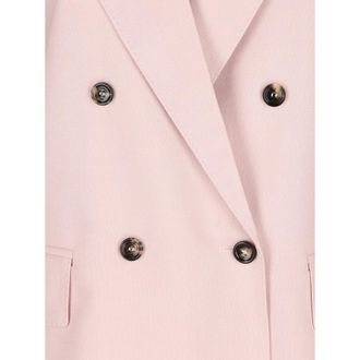 Max Mara Womens Double-Breasted Blazer Grey Wool Blend Virgin Blazers Jacket