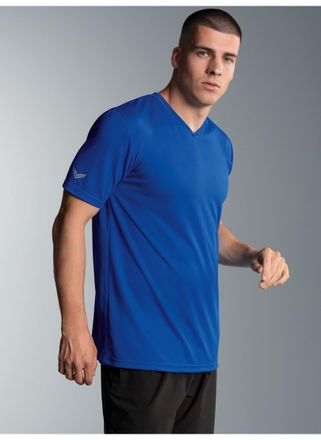 Trigema T-Shirt TRIGEMA TRIGEMA V-Shirt COOLMAX, Herren, Gr. 4XL, blau (royal), Trikot, 100% Polyester (recycelt), lang, V-Ausschnitt, Shirts T-Shirt