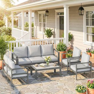 OUTSUNNY Aluminium Garden Furniture Sofa Set with Olefin Cushions in Dark Grey