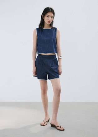 Mango Shorts di jeans con bordini a contrasto blu - Donna - XXS - MANGO