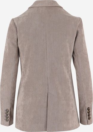 F.it Womens Jacket Double-Breasted Stretch Velvet Beige Polyester