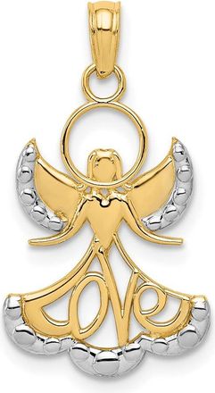 Diamond2Deal 10k Yellow Gold Rhodium Love Angel Pendant