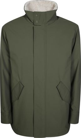 Herno Green Minimalist High-Collar Jacket