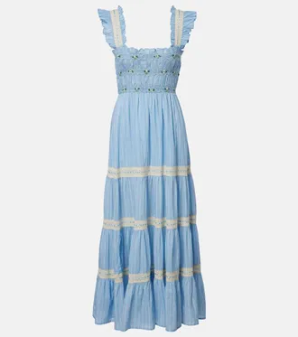 Rixo Aubrie lace-trimmed cotton midi dress