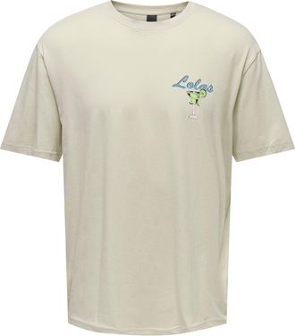 Only & Sons T-Shirt ONLY & SONS ONSKEANE RLX SS PRINT TEE NOOS, Herren, Gr. XXL, silber (silber lining print:lolas), Jersey, Obermaterial: 100% Baumwolle, bedruck