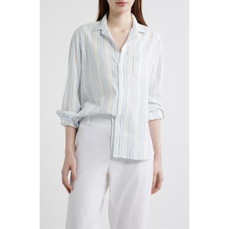 Frank & Eileen Eileen Relaxed Button-Up Shirt in Multi Blue Stripe at Nordstrom, Size Xx-Small