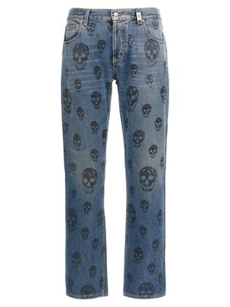 Alexander McQueen Blue Skull print jeans