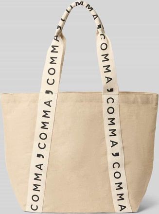 Comma Tote Bag mit Label-Prints in Sand, Gr&ouml;&szlig;e 1