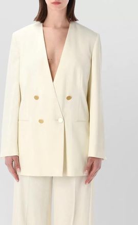 Alberta Ferretti tailored jacket structured fit gold buttons