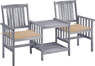 vidaXL Sillas De Jard&iacute;n Con Mesita Y Cojines Madera Maciza Acacia Vidaxl