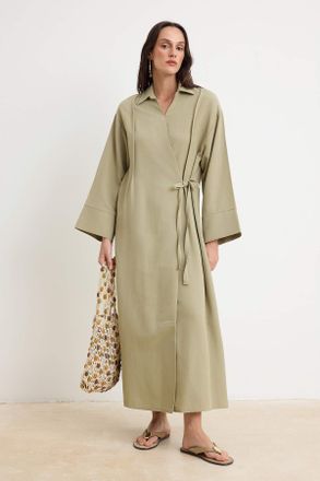 Trendyol Modest Dames Groen Effen Maxi Lang Recht Modest Jurken