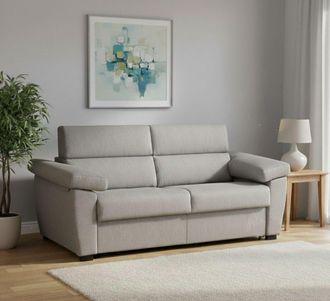 Dmora Dmora - Sof&aacute; Cama 2 Plazas Fisciano, Sof&aacute; Convertible Para Sal&oacute;n, Acolchado, Desenfundable, Calidad 100% Made In Italy, 205x95 H100 Cm, Gris Claro