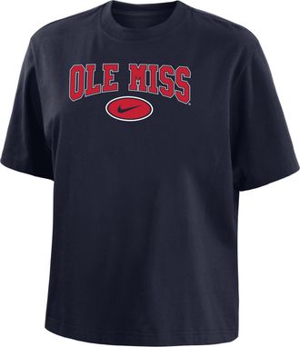 Nike Ole Miss Nike Womens College Boxy T-Shirt in Black | W11122P750-OLM