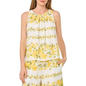 Ted Baker Sleeveless Floral Print Top in Ultra White at Nordstrom Rack, Size X-Small