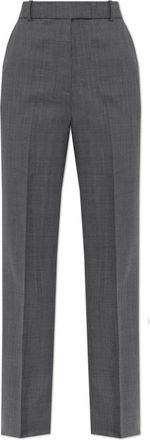 Ganni Geplooide Broek - Dames - Wijde Broeken - Grijs - L - Wol - Broeken