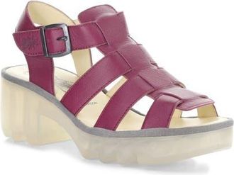 FLY London Terf Lug Sole Sandal in Berry at Nordstrom, Size 10-10.5Us
