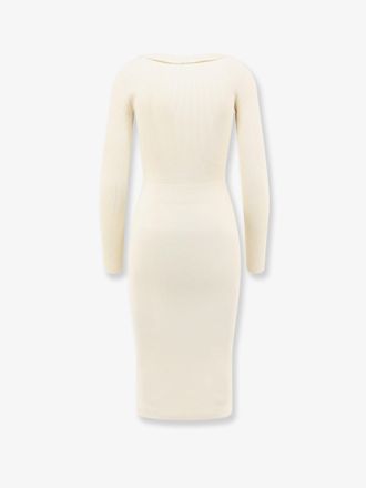 Elisabetta Franchi Viscose Blend with Metal Toggles Dress - White