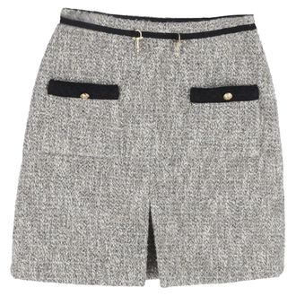 Maje Jinie Tweed Mini Skirt in Grey Cotton
