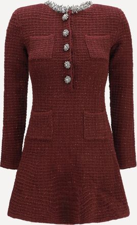 Self Portrait Textured knit mini Dress with statement buttons Female XS