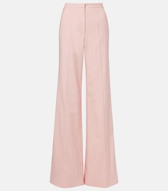 Costarellos Pleated wool-blend wide-leg pants