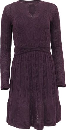 Missoni M Missoni Keyhole Mini Dress in Purple Virgin Wool