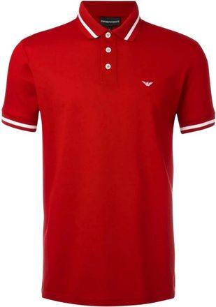 Emporio Armani Polo met gestreept boord - Heren - Tops - Rood - Maat: M Katoen