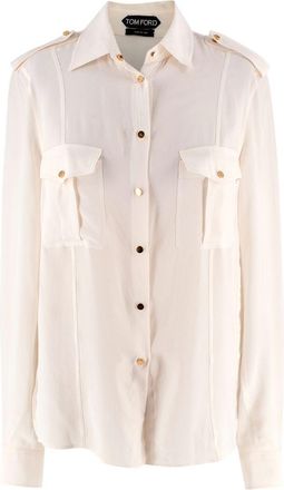 Tom Ford Cream Silk Crepe Shirt Size XXS