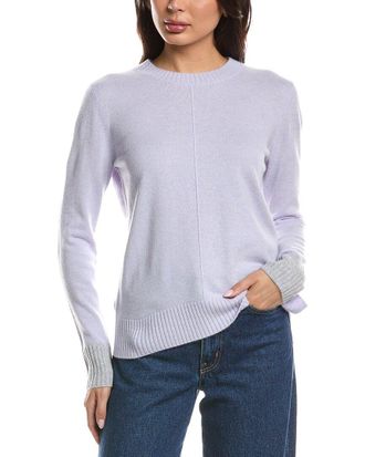 Fort&eacute; Cashmere Contrast Trim Crew Cashmere Sweater
