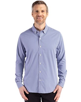 Cutter & Buck Skyline Epic Confidence Recycled Gingham Mens Long Sleeve Dress Shirt
