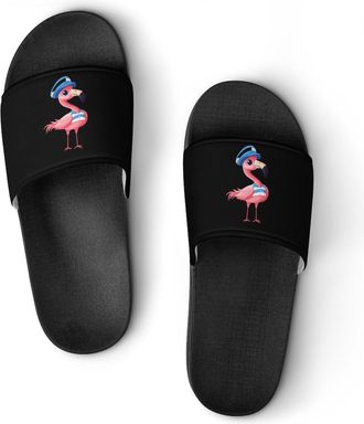 Generic Flamingo in Hat And Shirt Shower Shoes Slipper for Women Men Beach Slippers Quick Drying Non Slip Open-Toe Sandals