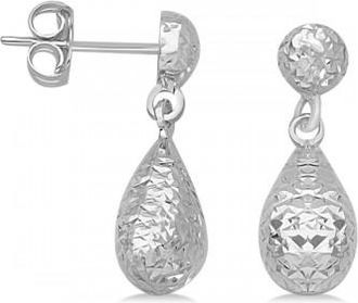 Allurez Textured Dangle Teardrop Earrings in 14k White Gold
