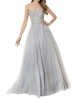 Terani Couture Two Tone Prom Dress In Silver Blue