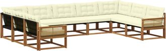 vidaXL Conjunto De Sof&aacute;s De Exterior 9 Uds. Natural Y Crema Vidaxl