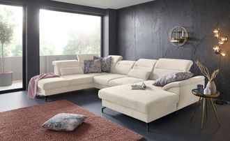 Sit&more Wohnlandschaft »Percy U-Form« 12 cm Fusshöhe, Sitztiefenverstellung, wahlweise in 2 Fussfarben