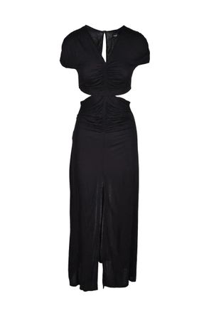 Pinko Black Midi Dress with Keyhole Neckline