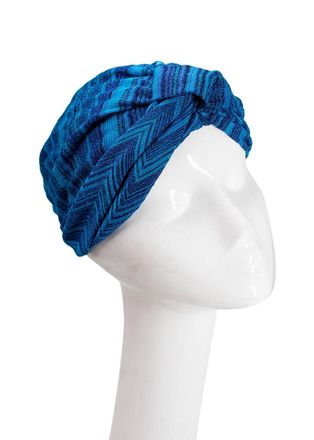 Missoni Blue Two-tone Zig-zag Knit Turban