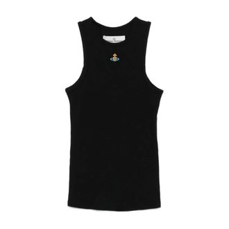 Vivienne Westwood Sleeveless Tops, female, Black, Size: XS Ribbed Sleeveless Top