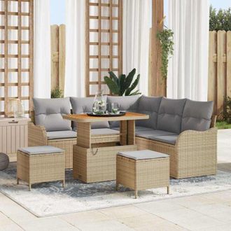vidaXL Conjunto De Sof&aacute; De Jard&iacute;n 8 Pcs Beige Rat&aacute;n Sint&eacute;tico Vidaxl