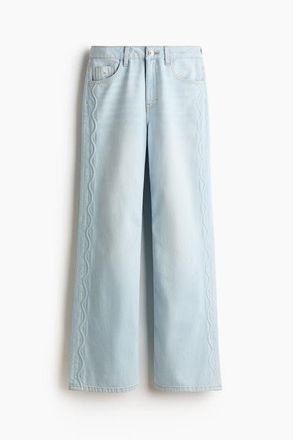 H&M Wide High Waist Jeans in Light Denim Blue at Nordstrom, Size 20