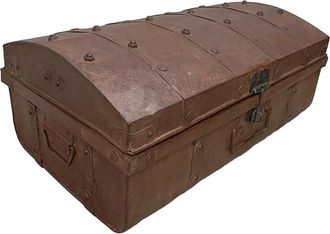 Wanderlust Deco Maleta De Metal Acabado Artesanal Marr&oacute;n 67x37x25h Cm