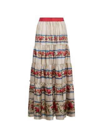 Pierre-Louis Mascia Pierre Louis Mascia Womens Printed Silk Skirt