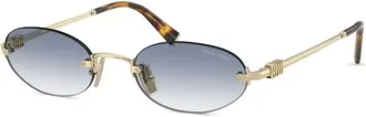 Miu Miu Eyewear SMUA54ZVN80O Oval Metal Sunglasses - Gold