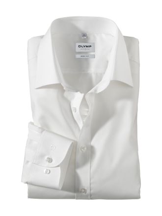 Olymp Businesshemd OLYMP Level Five body fit, Herren, Gr. 36, N-Gr, beige (hellbeige), Web, Obermaterial: 97% Baumwolle, 3% Elastolefin, schmal, verstellbar