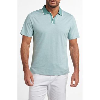 David Donahue Hemingway Cotton & Silk Polo in Beach Glass at Nordstrom, Size Xx-Large
