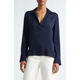 Vince Silk Blend Polo Shirt in Coastal Blue at Nordstrom Rack, Size Medium