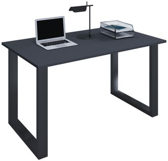 VCM Wood Desk Al. 76 X An. 110 X P. 80 Cm Mesa De Ordenador Lisa Pies De Metal De Alta Calidad Mesa De Trabajo Muebles De Oficina - Lona U (negro / Antrac