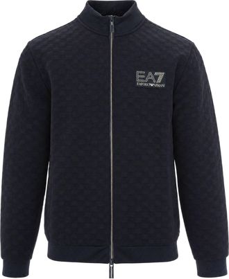 Emporio Armani Black Technical Mesh Insert Zip-Up Sweatshirt