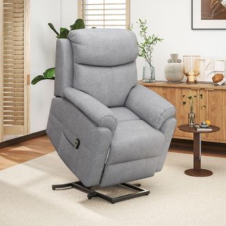 HOMCOM Power Lift Chair Electric Riser Recliner with Remote Control in Light Grey