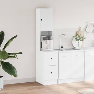 Berkfield Home Kitchen Cabinet White 35x50x180 cm Engineered Wood | Size: 35 x 50 x 180 cm